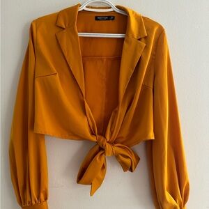 Nasty Gal Women's Mustard Tie-Front Blouse